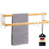 HANDTUCHHALTER, Metall weiß mit Bambus - Weiß, Holz (64.5/18/12cm) - eluno