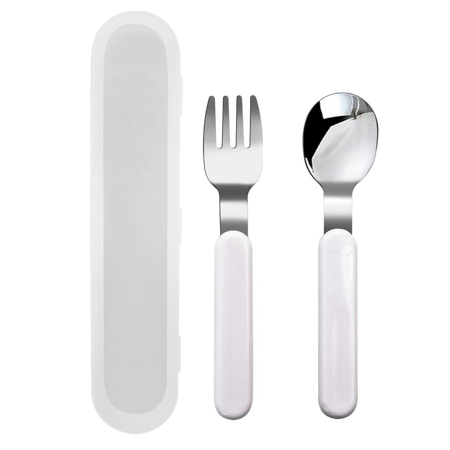 KINDERBESTECK 2-teiliges Set Gabel Löffel mit Koffer 18/10 Edelstahl Silber Weiß - Silberfarben, Metall