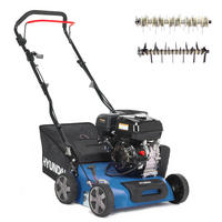 BENZIN-VERTIKUTIERER Lüfter SC4002G Rasenlüfter Moosentferner (40 cm, 5.6 PS, 40L Fangkorb) - Blau, Metall (58.5/111/115cm) - HYUNDAI