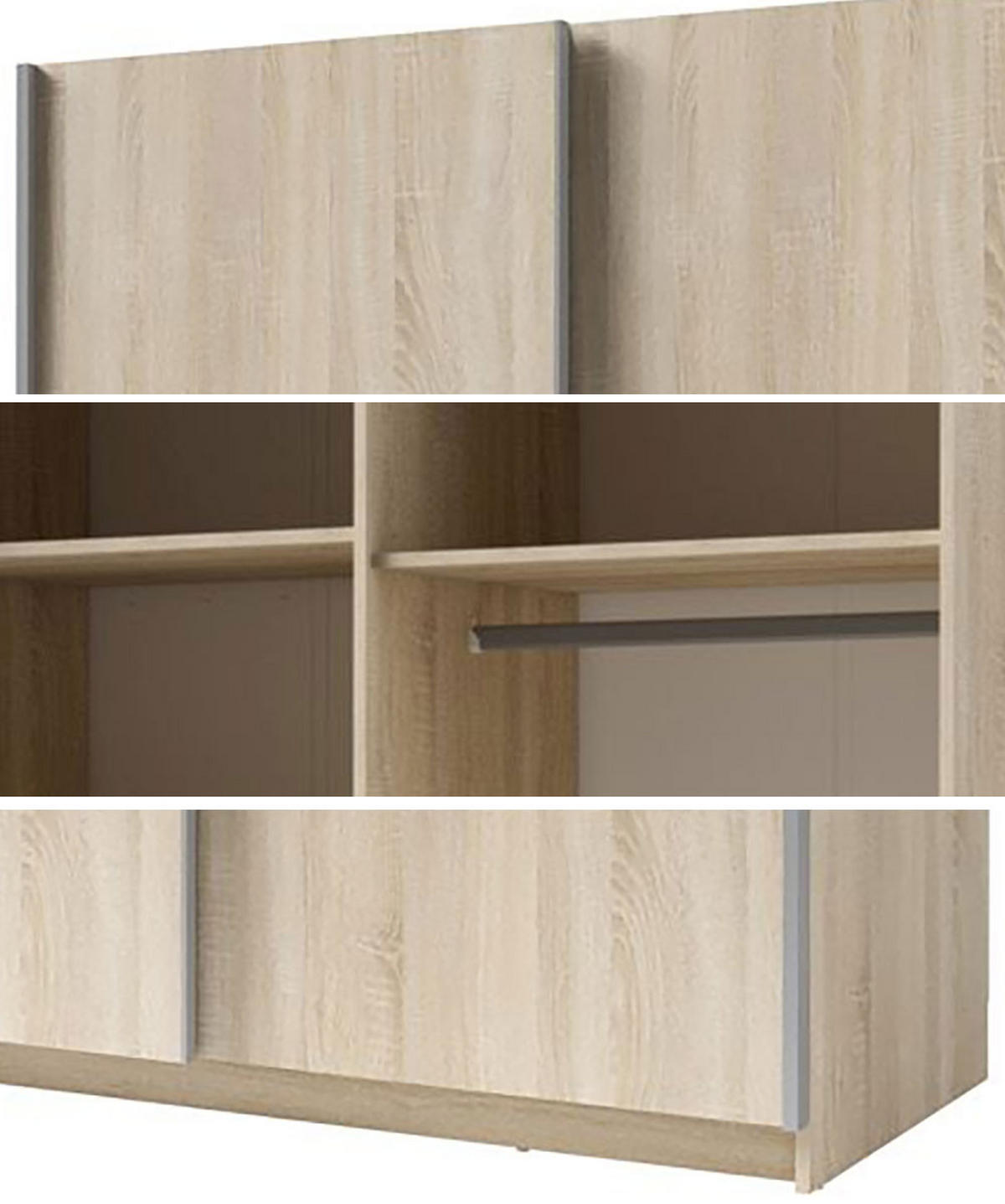 SCHWEBETÜRENSCHRANK Gozo Sonoma Eiche 180 / 62 / 198cm - Grau/Sonoma Eiche, Holz/Holzwerkstoff (180/198/62cm) - Feldmann-Wohnen