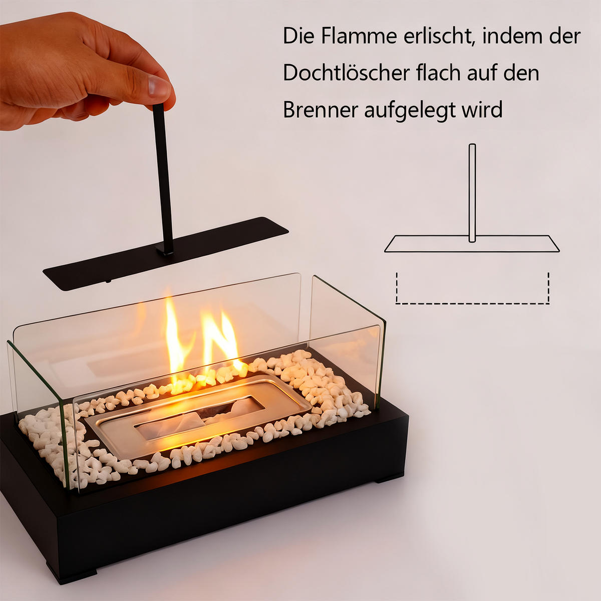 TISCHKAMIN Pyrothea 35/18/15 cm - Schwarz, Metall (18/15/35cm) - ZMH