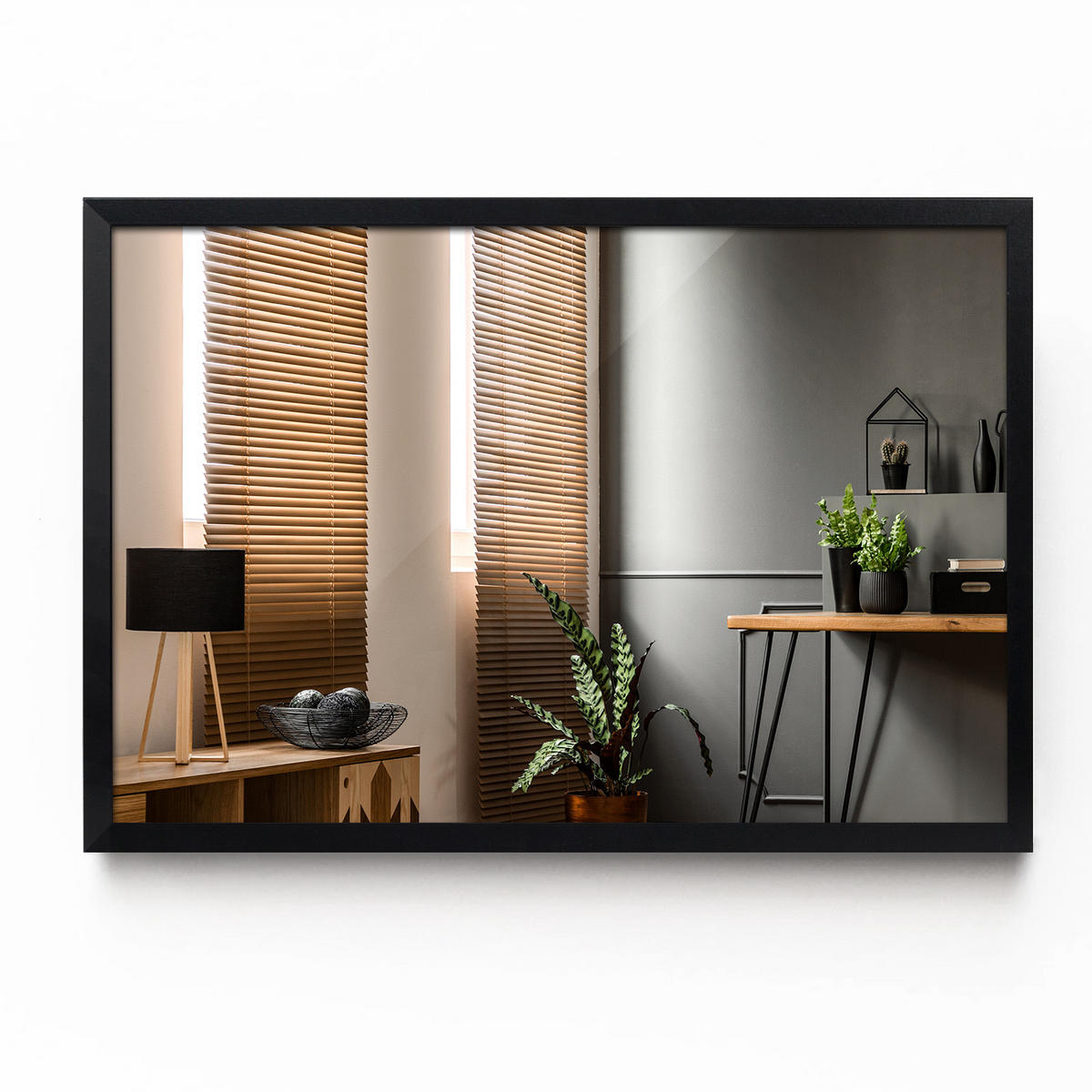 SPIEGEL 100 x 70 cm schwarzer Rahmen - Schwarz, Glas (100/70/1cm) - TULUP