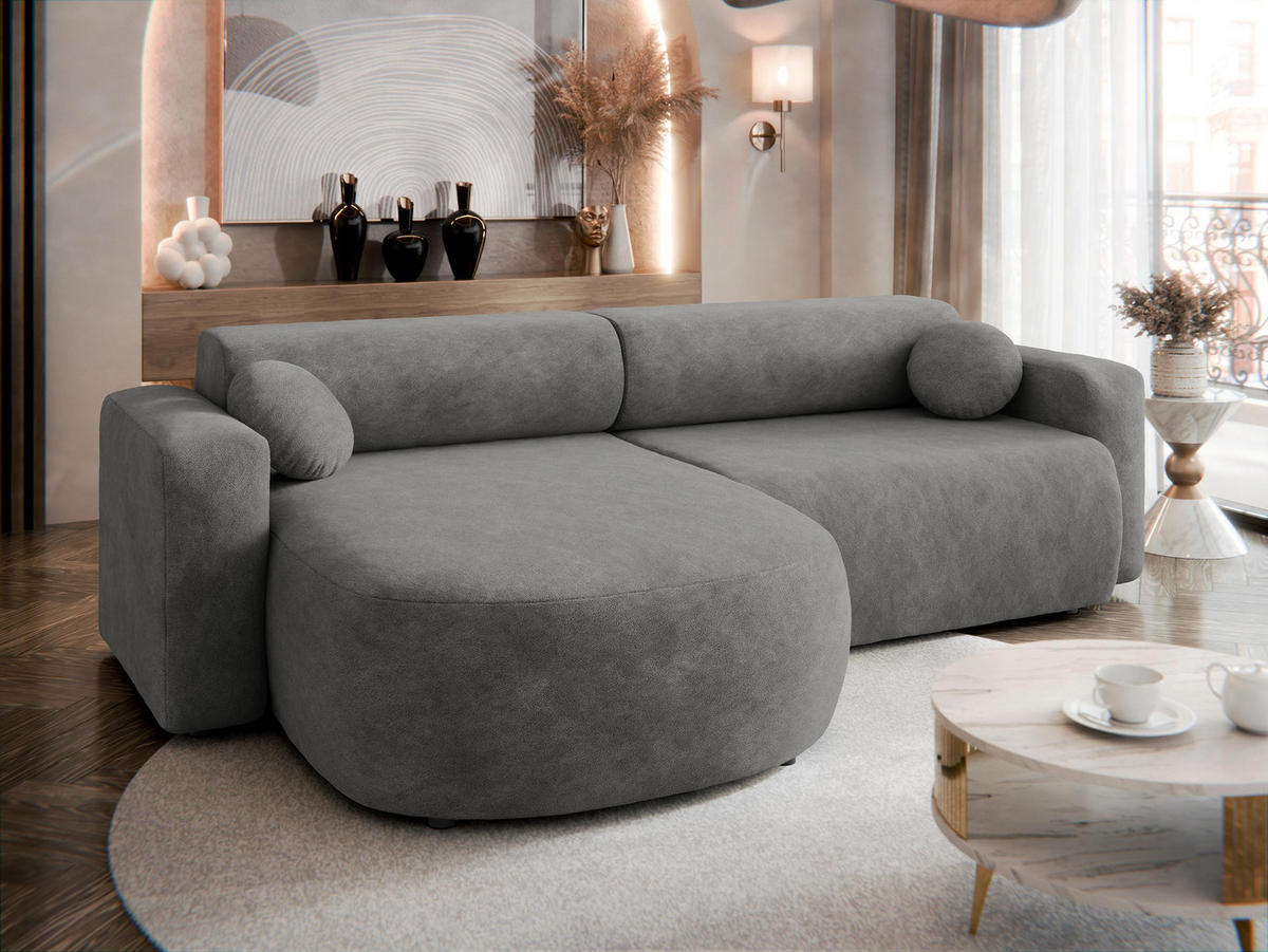 ECKSOFA Nicelo - Schwarz/Grau, Holz/Textil (252/150cm) - MIRJAN24