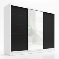 SCHWEBETÜRENSCHRANK 200 cm AURELIA 2 Farbe: Weiß, Schwarz - Schwarz/Weiß, Holzwerkstoff (200/215/60cm) - A&J MöbelLand