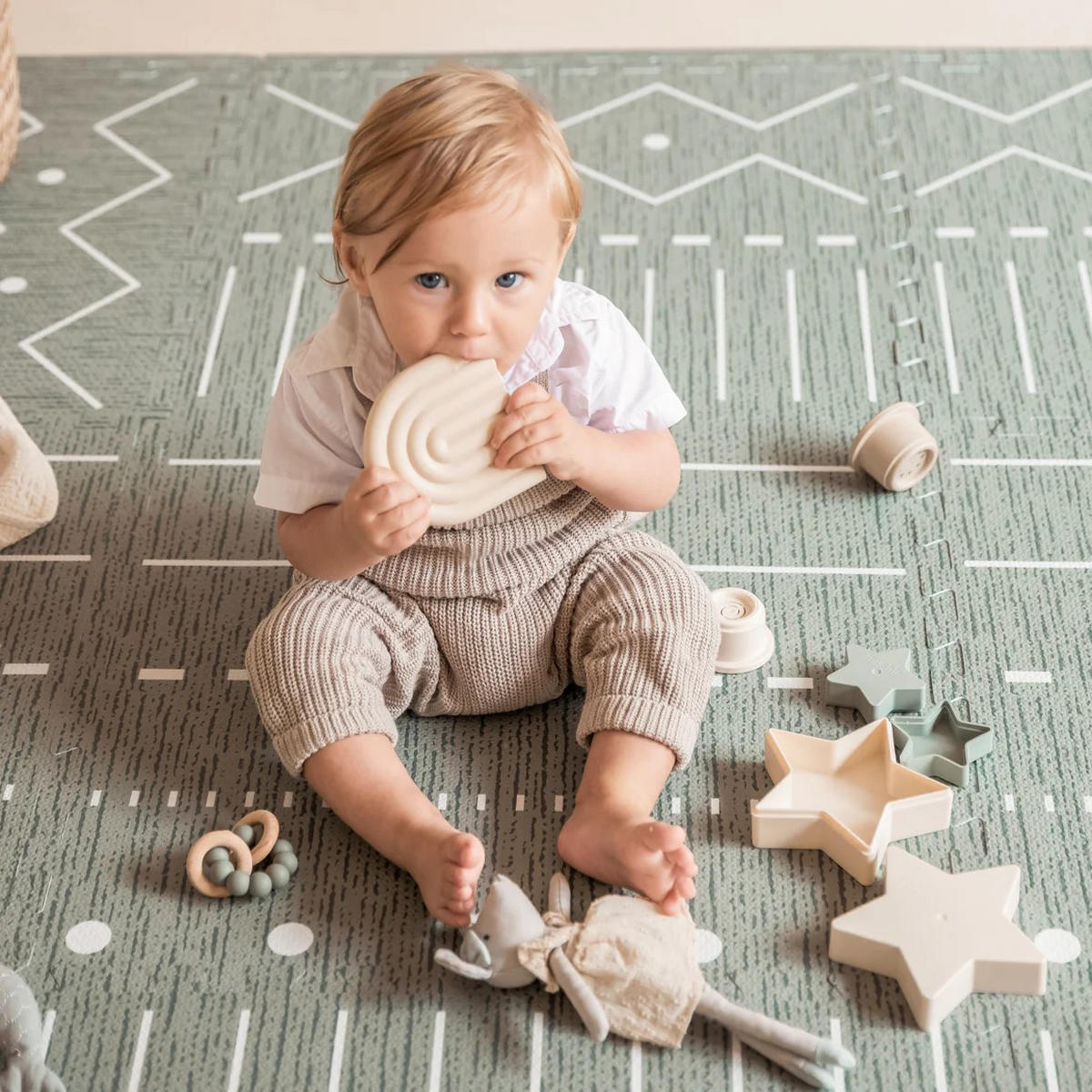 SPIELMATTE Berber Moss grün 120x180 - Grün, Kunststoff (120/180cm)