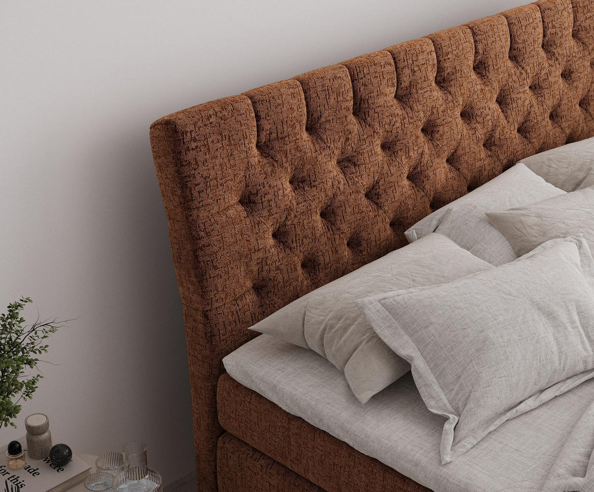BOXSPRINGBETT Seraphine Kupferfarbe 140/200 cm - Schwarz/Kupferfarben, Holz/Holzwerkstoff (140/200cm) - Maison de Reve