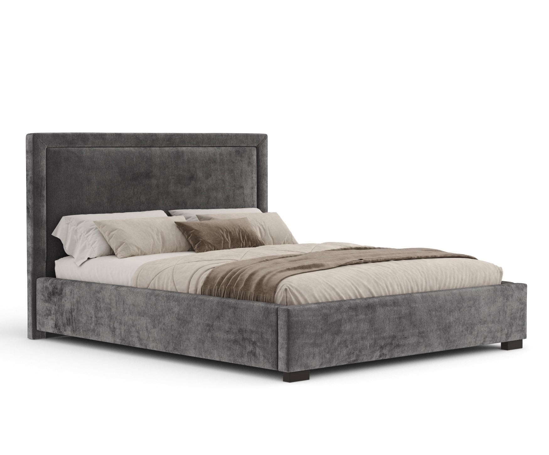 POLSTERBETT Ordina Dunkelgrau 160/200 cm im Chenille-Stoff - Dunkelgrau/Schwarz, Holz/Holzwerkstoff (160/200cm) - Maison de Reve