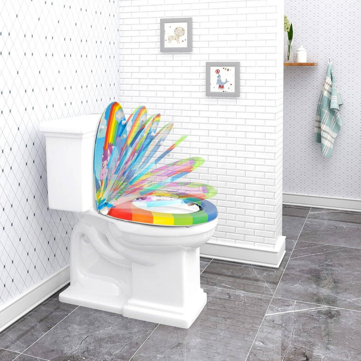 WC SITZ mit Absenkautomatik, Antibakteriell Oval, Duroplast - Weiß, Kunststoff (37/3.4/45cm) - Woltu