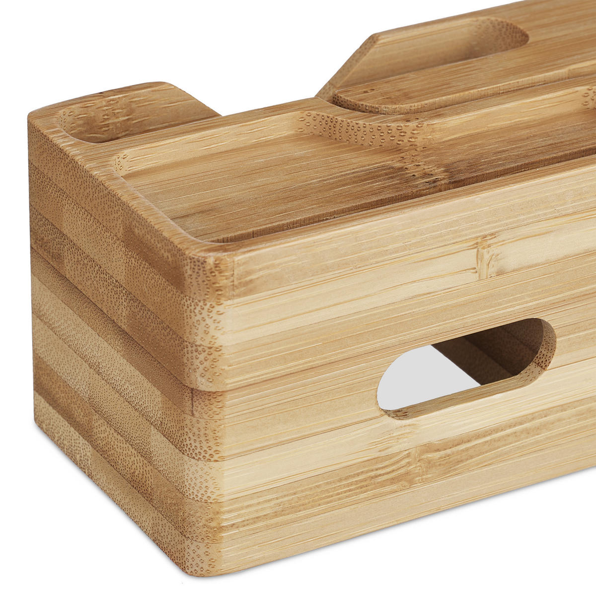 LADESTATION - Hellbraun, Holz (6.5/14/6cm) - Relaxdays