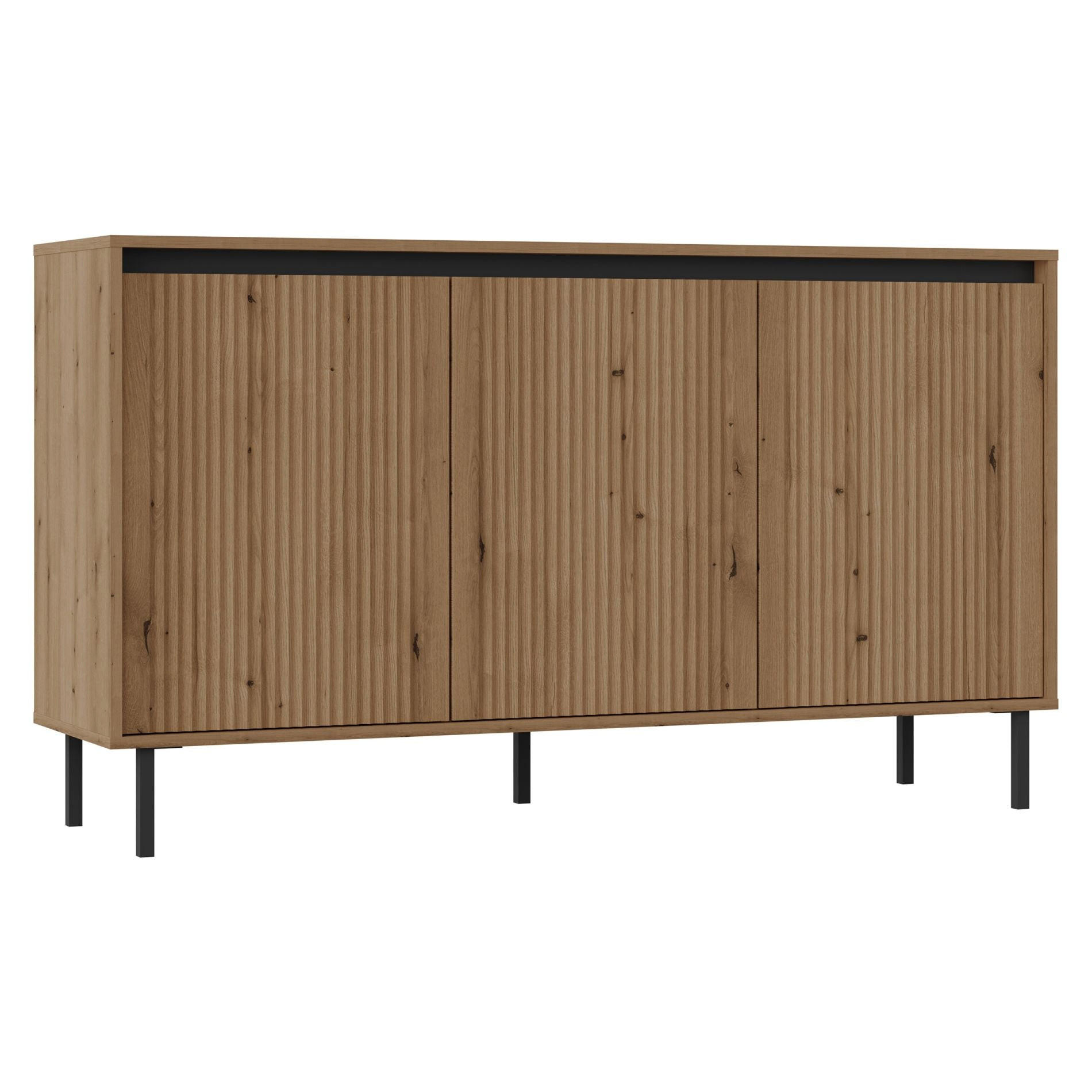 KOMODA Osaka dekor dub Evoke 149 cm - čierna/farba duba, kov/kompozitné drevo (148.6/84.7/40cm) - Selsey