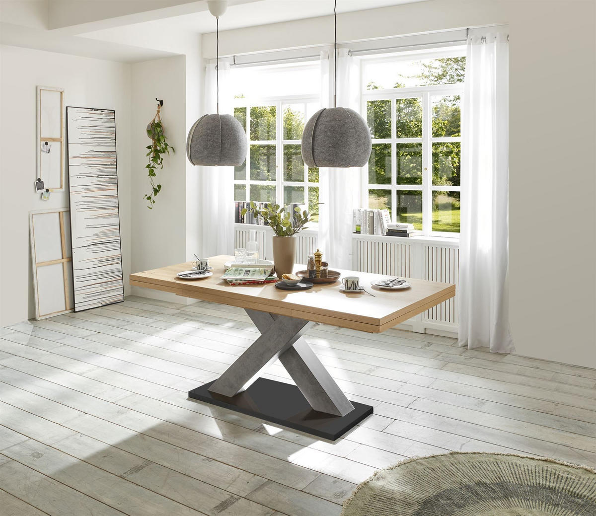 ESSTISCH ausziehbar Elene 180x90x76 Graphit/Asteiche - Eiche Artisan, Holzwerkstoff (180/90/76cm) - 58aufmkessel