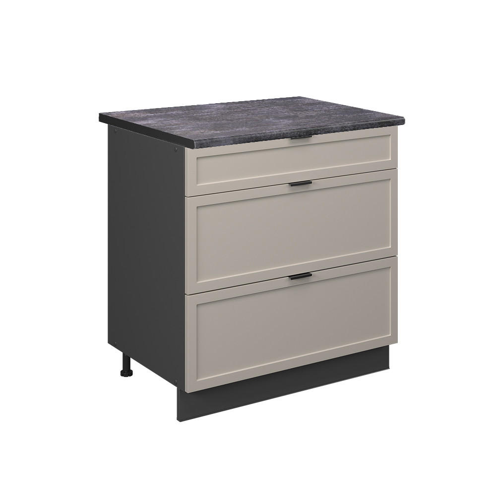 Vicco SPODNÍ SKŘÍŇKA KUCHYŇSKÉ LINKY Fame-Line GreyBeige 80 cm se 3 zásuvkami, PD Antracit