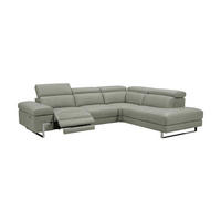 ECKSOFA Opera Echtleder mit 1 x Relaxfunktion Perlgrau - Hellgrau, Leder/Metall (269/218cm)