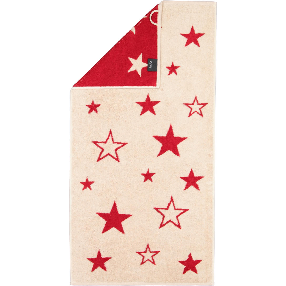 HANDTÜCHER CHRISTMAS EDITION STERNE 792 NATUR-ROT - 32 - Beige, Textil (50/100cm) - Cawoe