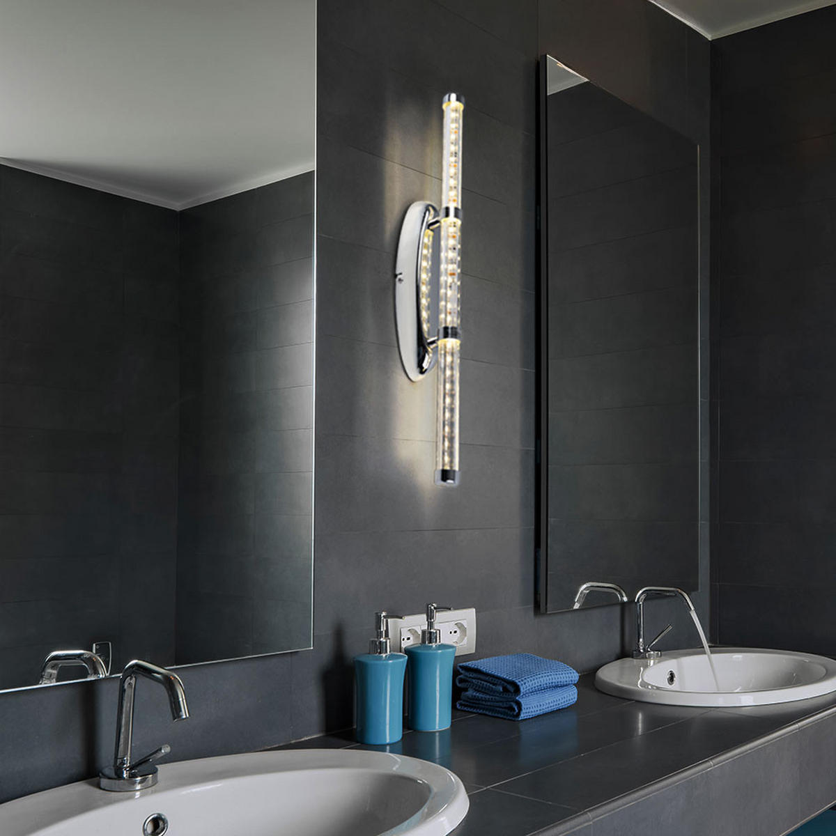 LED WANDLEUCHTE Chrom klar Silber - Silberfarben, Metall (7/50/7.3cm) - Globo Lighting