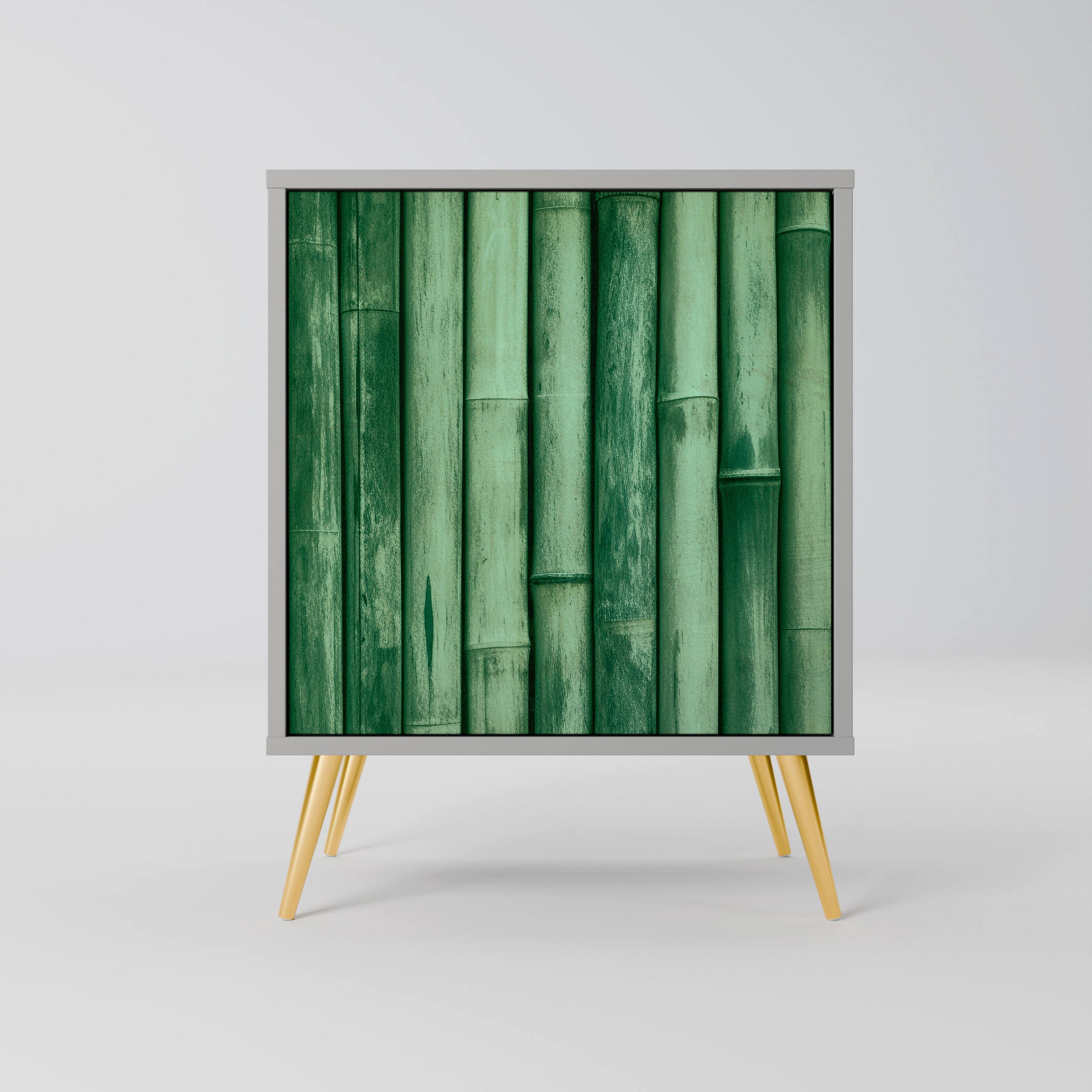 SIDEBOARD NATURAL GREEN, Grau, 57,5x42x75,5 cm, Goldfarbene Metallfüße - Goldfarben/Multicolor, Holzwerkstoff/Metall (57.5/75.5/42cm) - SpaceRebels