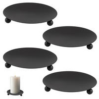 KERZENHALTER 4er-Set, schwarz, Stahl - Schwarz, Metall (11.7/1.6/11.7cm) - bremermann