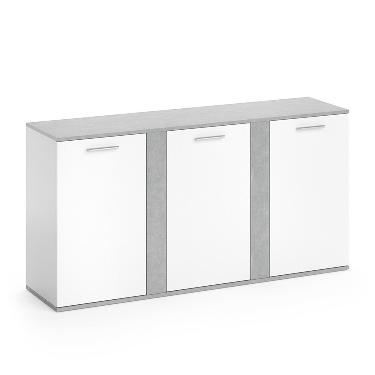KOMMODE Novelli Beton 155 x 80 cm mit Türen - Grau, Holzwerkstoff (40/80/155cm) - Vicco