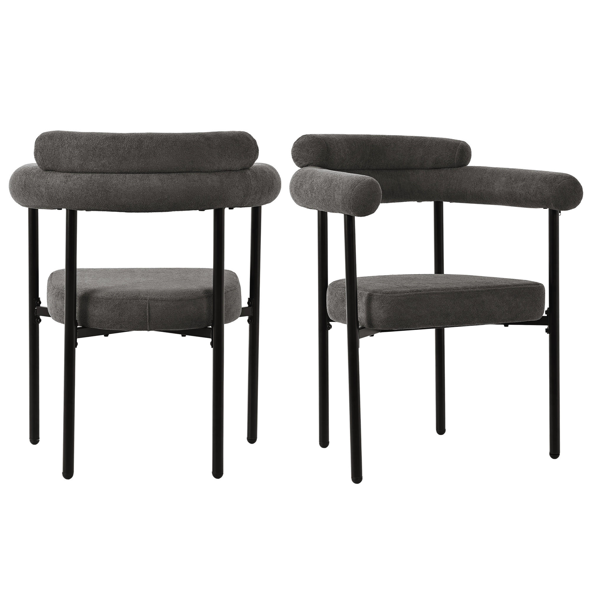WOHNZIMMER STÜHLE mit Samtbezug und Ringsitz in Dunkelgrau - Dunkelgrau, Textil (70/85/62cm) - EVRYAE