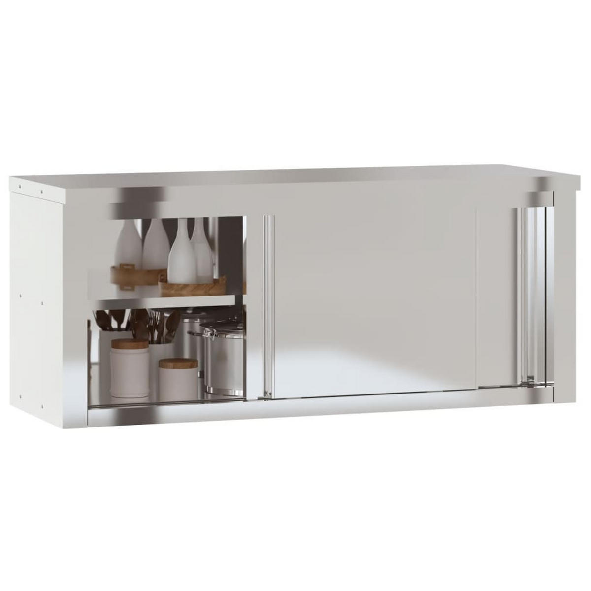 KÜCHEN-WANDSCHRANK Mit Schiebetüren Edelstahl - Silberfarben, Metall (40/46/110cm) - vidaXL