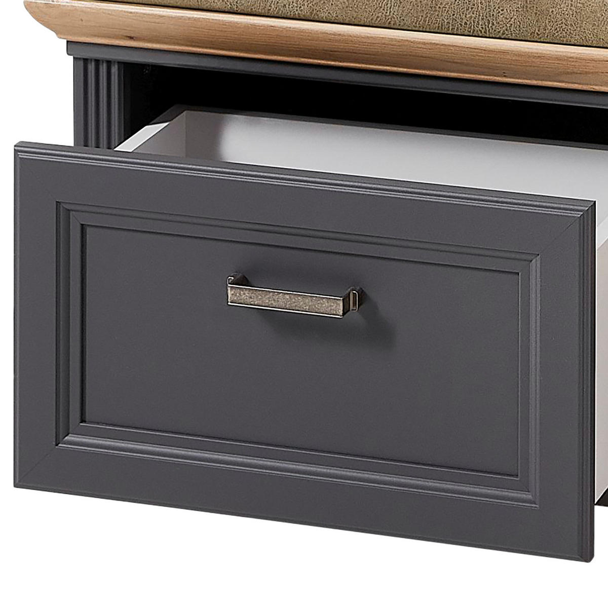 GARDEROBENBANK - Microfaser / MDF - Graphitfarben, Holzwerkstoff/Metall (93/49/41cm) - home24