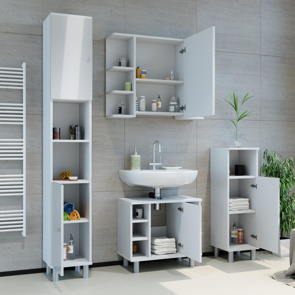 WASCHBECKENUNTERSCHRANK Fynn Weiß Hochglanz 60 x 54 cm - Weiß Hochglanz, Holzwerkstoff (60/54/32cm) - Vicco