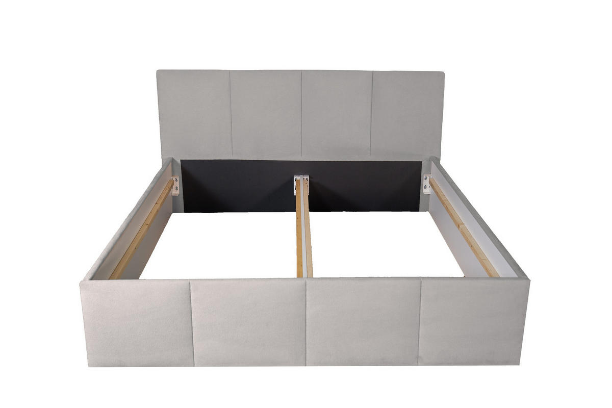 POLSTERBETT Dalas Hellgrau 180 x 200 x 40 cm Stauraum ohne hydraulische Funktion Mit hochwertiger Matratze H2 (bis 100 kg) und Lattenrost - Hellgrau, Holz (180/200cm) - Halmon Schlafkomfort Betten 
