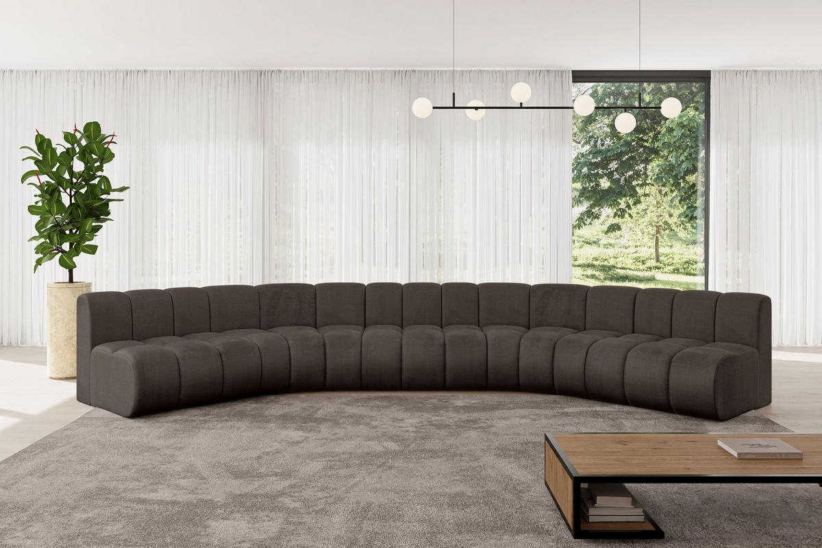 WOHNLANDSCHAFT modulares Sofa Montra-U1 - 490x174x70 cm Braun - Braun, Holzwerkstoff/Textil (490/70/174cm) - ALTDECOR
