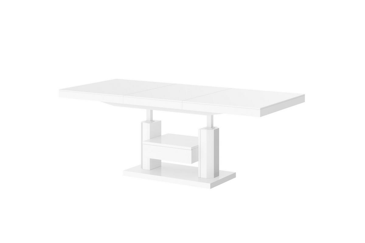COUCHTISCH rechteckig höhenverstellbar ausziehbar Schublade 120/75/56 cm - Weiß Hochglanz, Holzwerkstoff (75/120/56cm) - designimpex