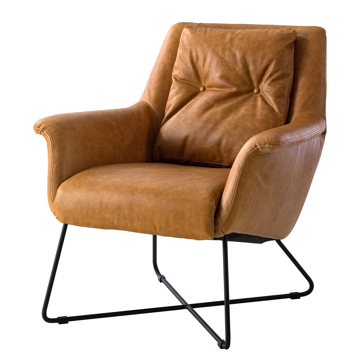 SESSEL - Schwarz/Braun, Leder/Metall (82/88/84cm) - home24