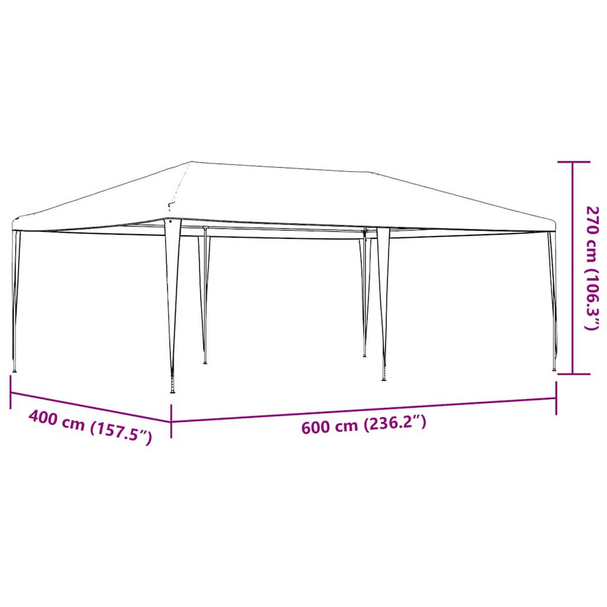 PROFI-PARTYZELT 4/6 M Anthrazit 90 G/M² - Anthrazit, Kunststoff (400/275/600cm) - vidaXL