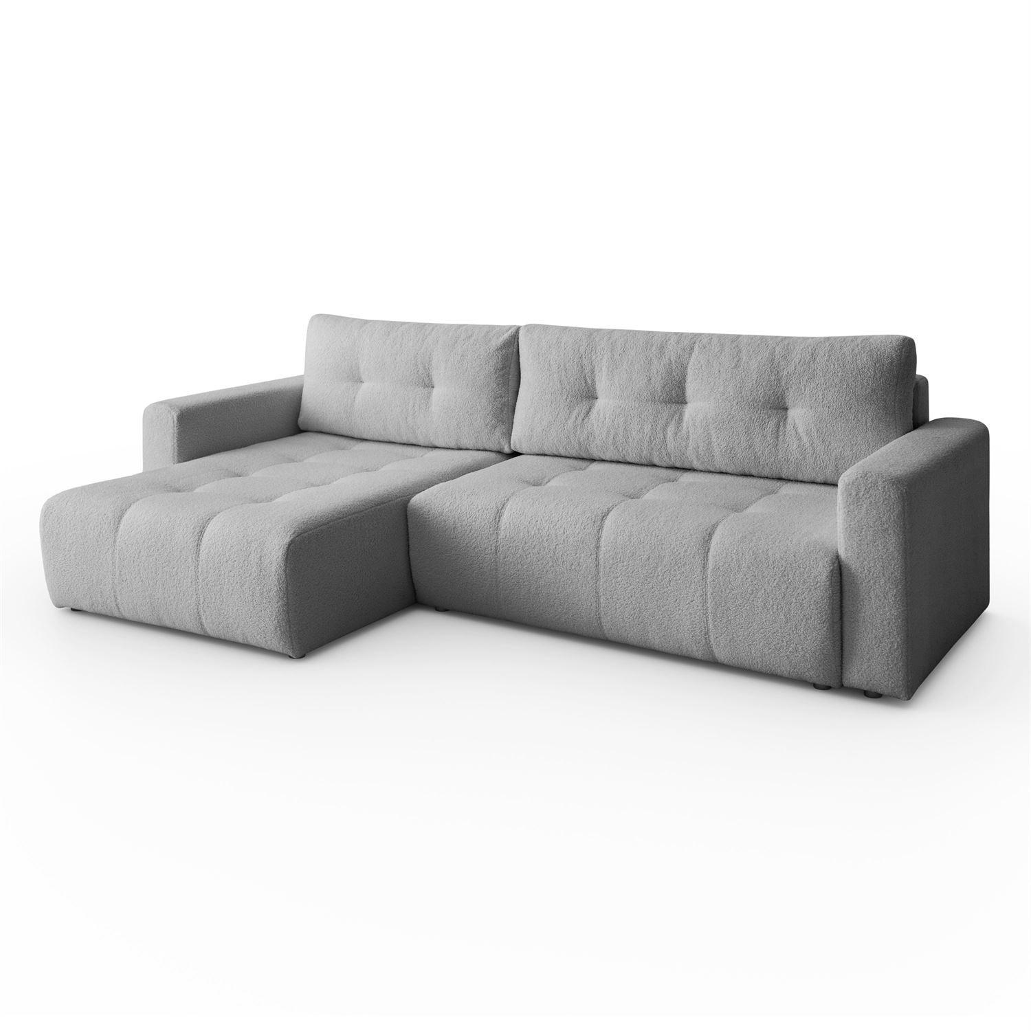 ECKSOFA VIENNA Stil Bettkasten und Funktionalität Bouclé Grau Links - Grau, Holz (143/261cm) - Kaiser Möbel