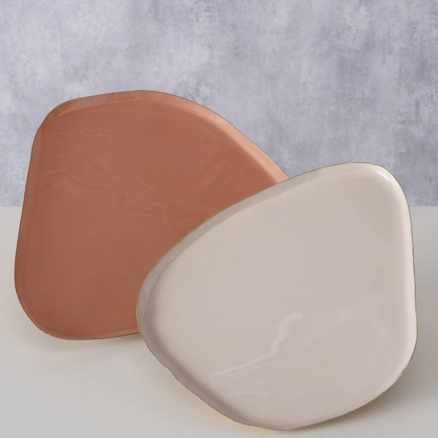 TABLETT Soofty 2er-Set - Rosa, Metall (1cm) - Boltze Home