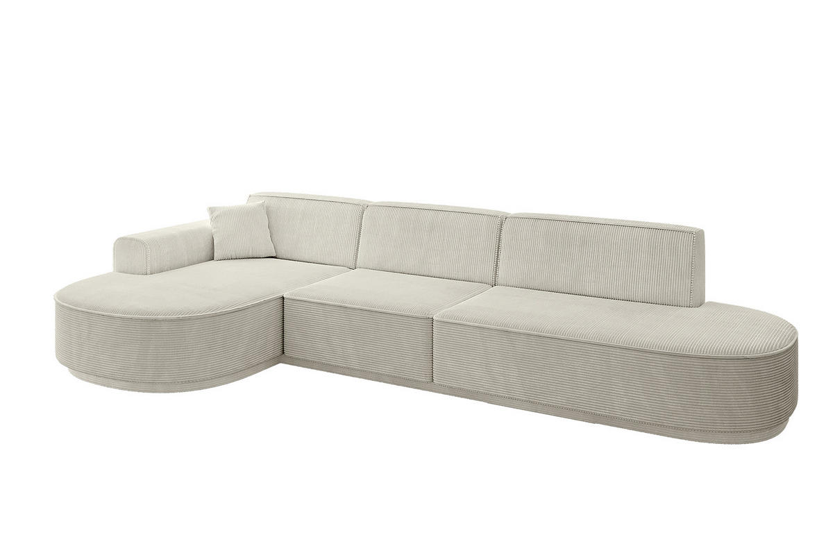 ECKSOFA Ottomane Links MARI-L2 - 317x163x73,5 cm Hellgrau Cord - Hellgrau/Schwarz, Holzwerkstoff/Kunststoff (165/321cm) - ALTDECOR