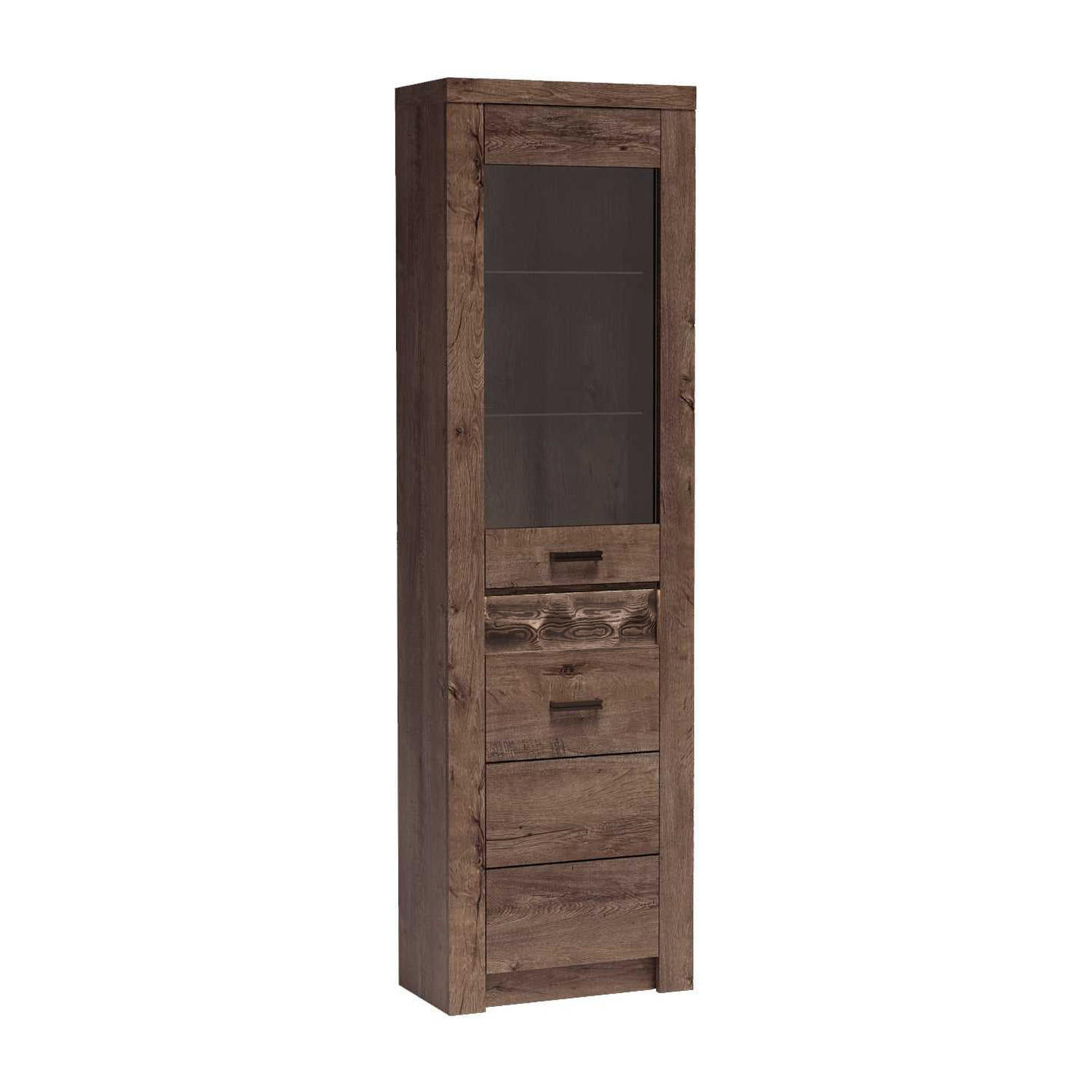 ECKVITRINE Indianapolis I-23 56 x 192 x 47 cm Esche dunkel - Dunkelbraun, Holzwerkstoff/Metall (56/192/47cm) - Koseto