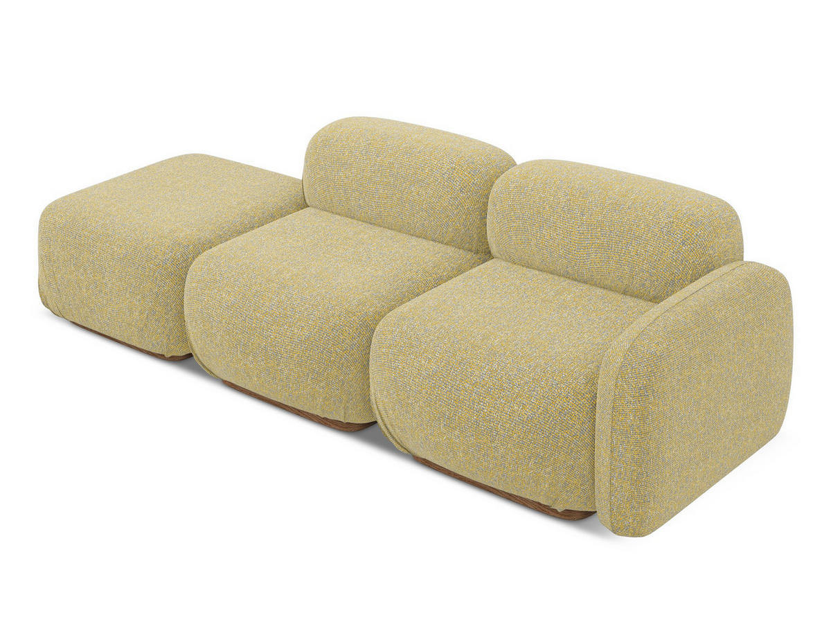 3-SITZER SOFA Links Strukturstoff Stoff Gelb - Currygelb/Gelb, Holz/Textil (258/73/95cm) - Makamii