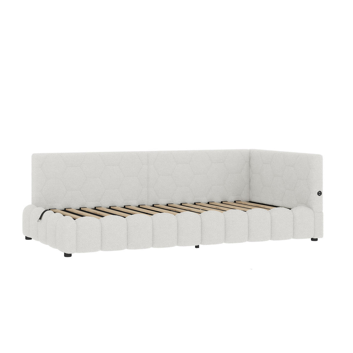 POLSTERBETT aus Vliesimitat 90x200 cm in Weiß mit LED & USB-C-Anschluss - Weiß, Textil (90/200cm) - Modfu