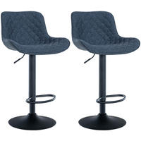 BARHOCKER 2er Set Stoff blau - Blau, Textil/Metall (48/81/54cm) - CLP
