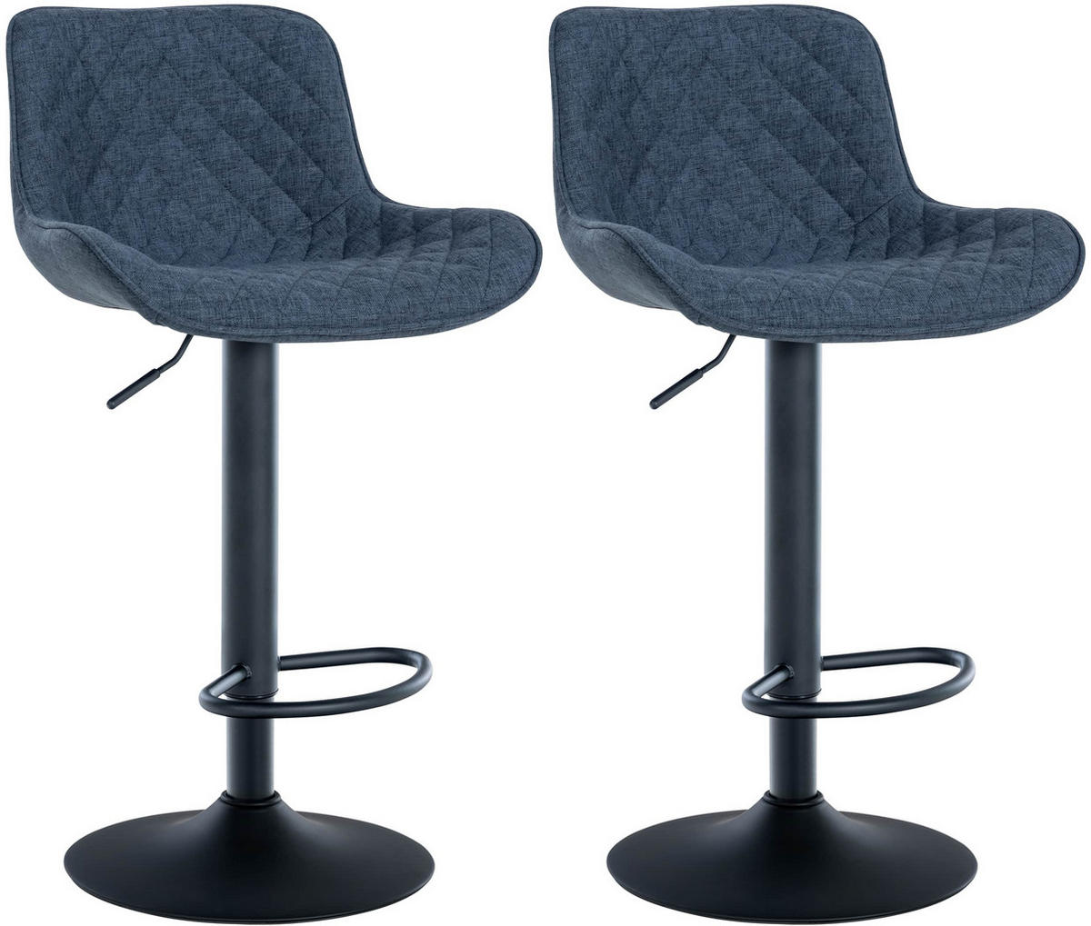 BARHOCKER 2er Set Stoff blau - Blau, Textil/Metall (48/81/54cm) - CLP