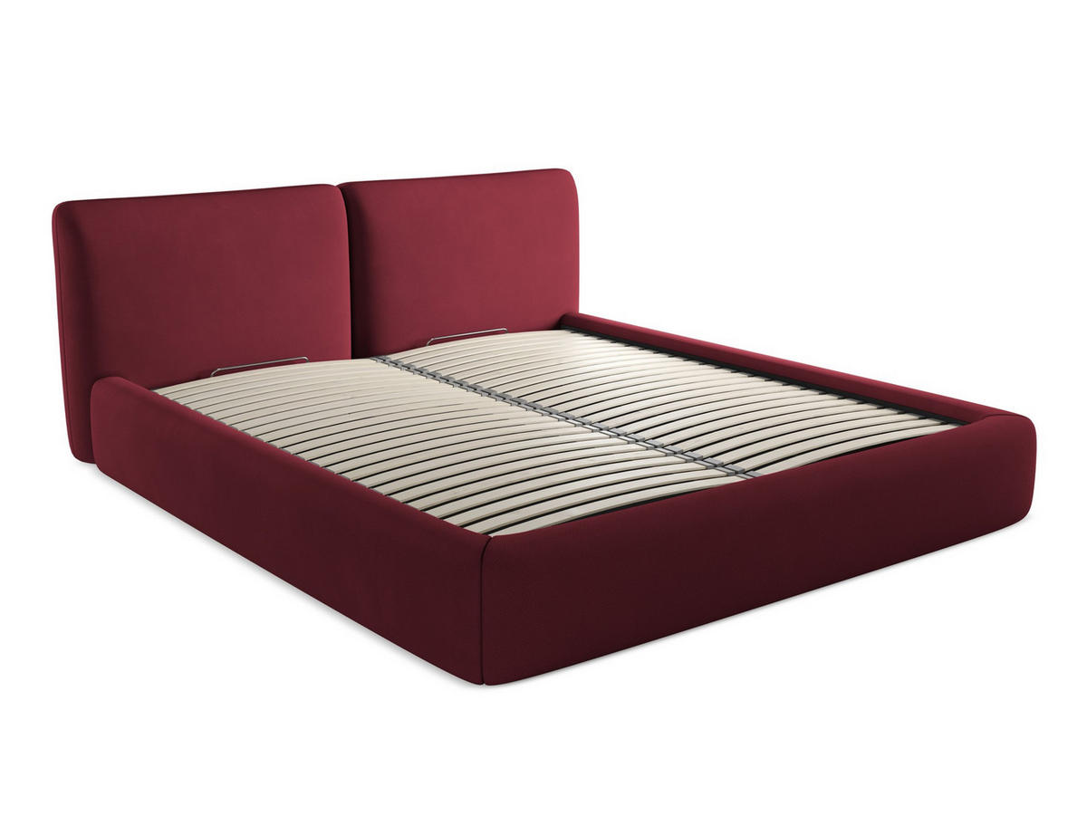 POLSTERBETT mit Bettkasten und Lattenrost 200x228 Rot - Rot/Weinrot, Kunststoff/Textil (180/200cm) - Makamii