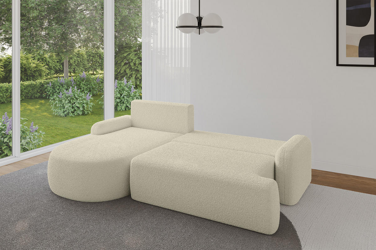 ECKSOFA mit Schlaffunktion und Bettkasten LIRA-L - 264x172x89 Beige - Beige, Holzwerkstoff/Textil (264/172cm) - ALTDECOR