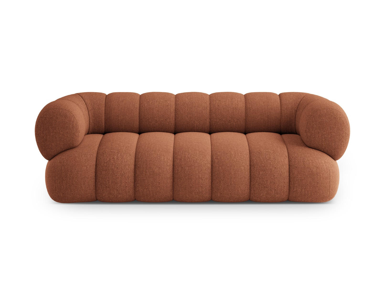 SOFA Koge aus Chenille-Stoff ziegelrot 3 Sitzplätze - Orange, Textil (95/70/210cm) - Cosmopolitan Design