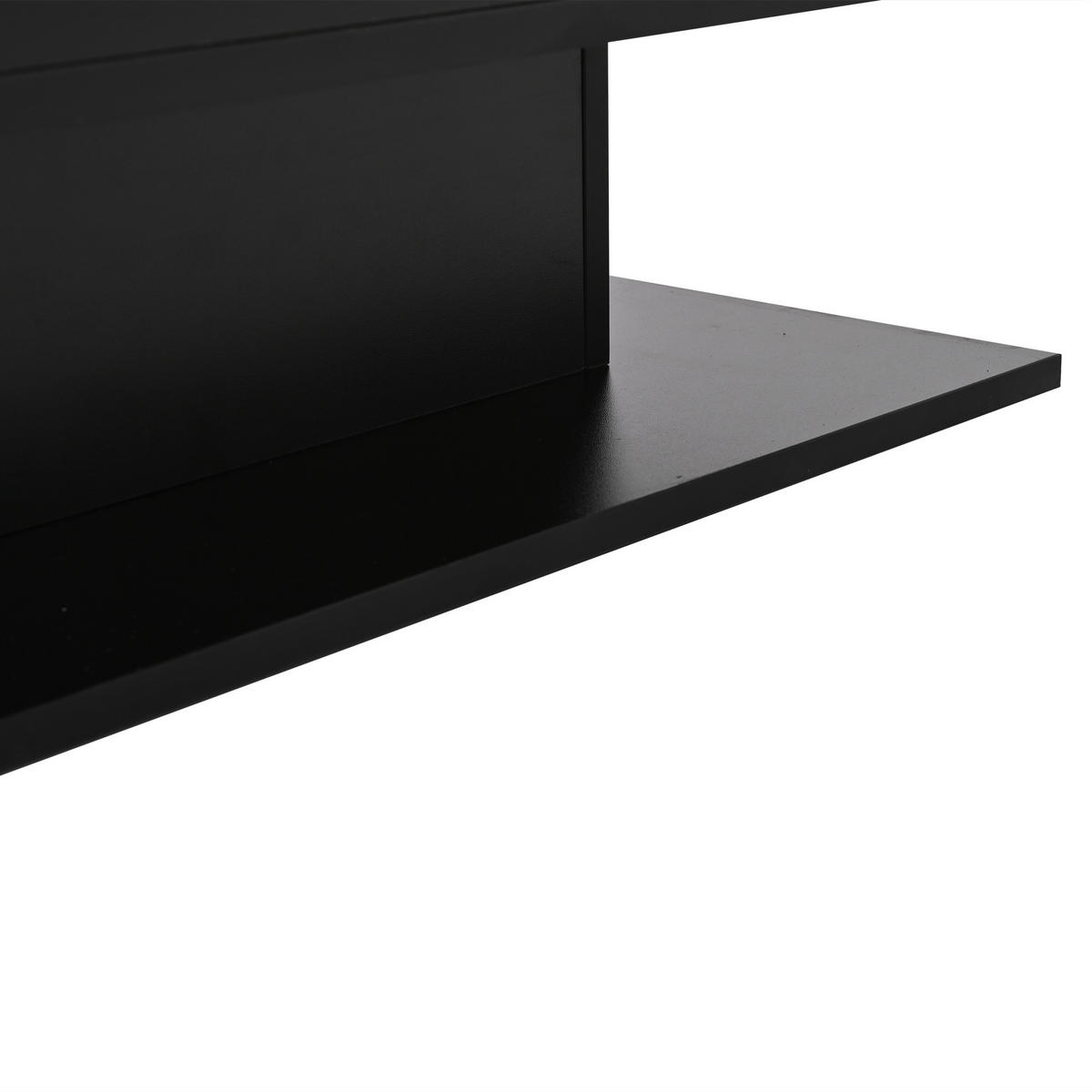 COUCHTISCH 80/77/40 cm höhenverstellbar in Schwarz mit Stauraum und LED-Beleuchtung - Schwarz, Holzwerkstoff (80/77/40cm) - OKWISH