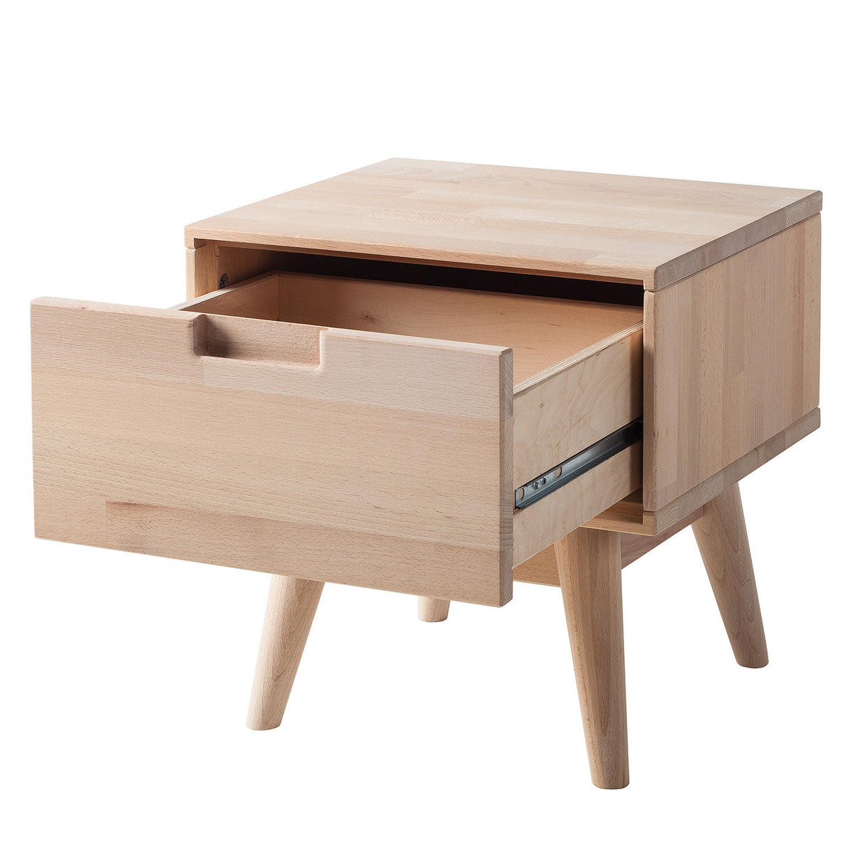 NACHTTISCH - Buche massiv - Buchefarben, Holz (40/40/35cm) - home24