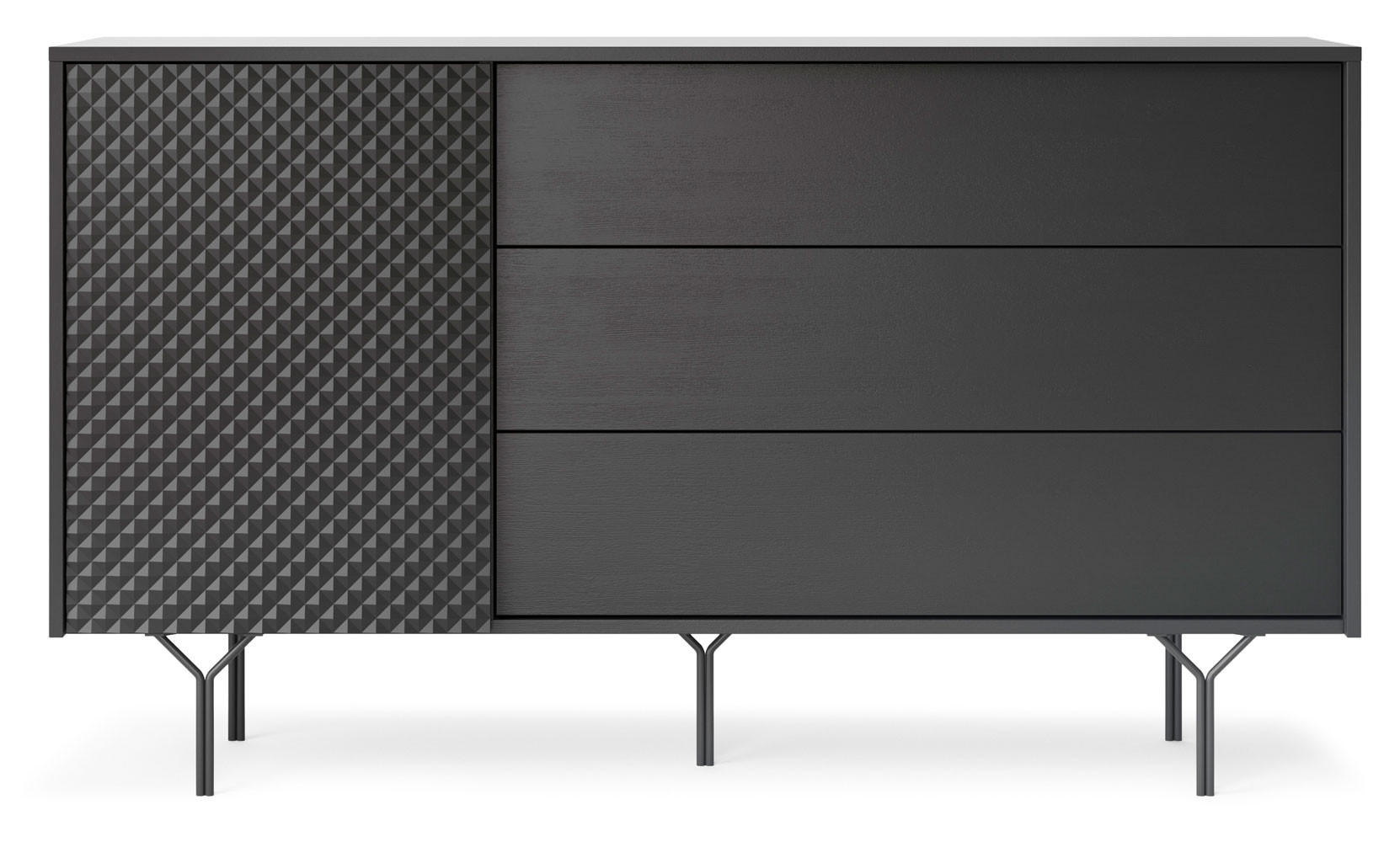 KOMMODE Raven schwarz 144 / 38 / 83cm - Schwarz, Holz/Holzwerkstoff (144/83/38cm) - Feldmann-Wohnen