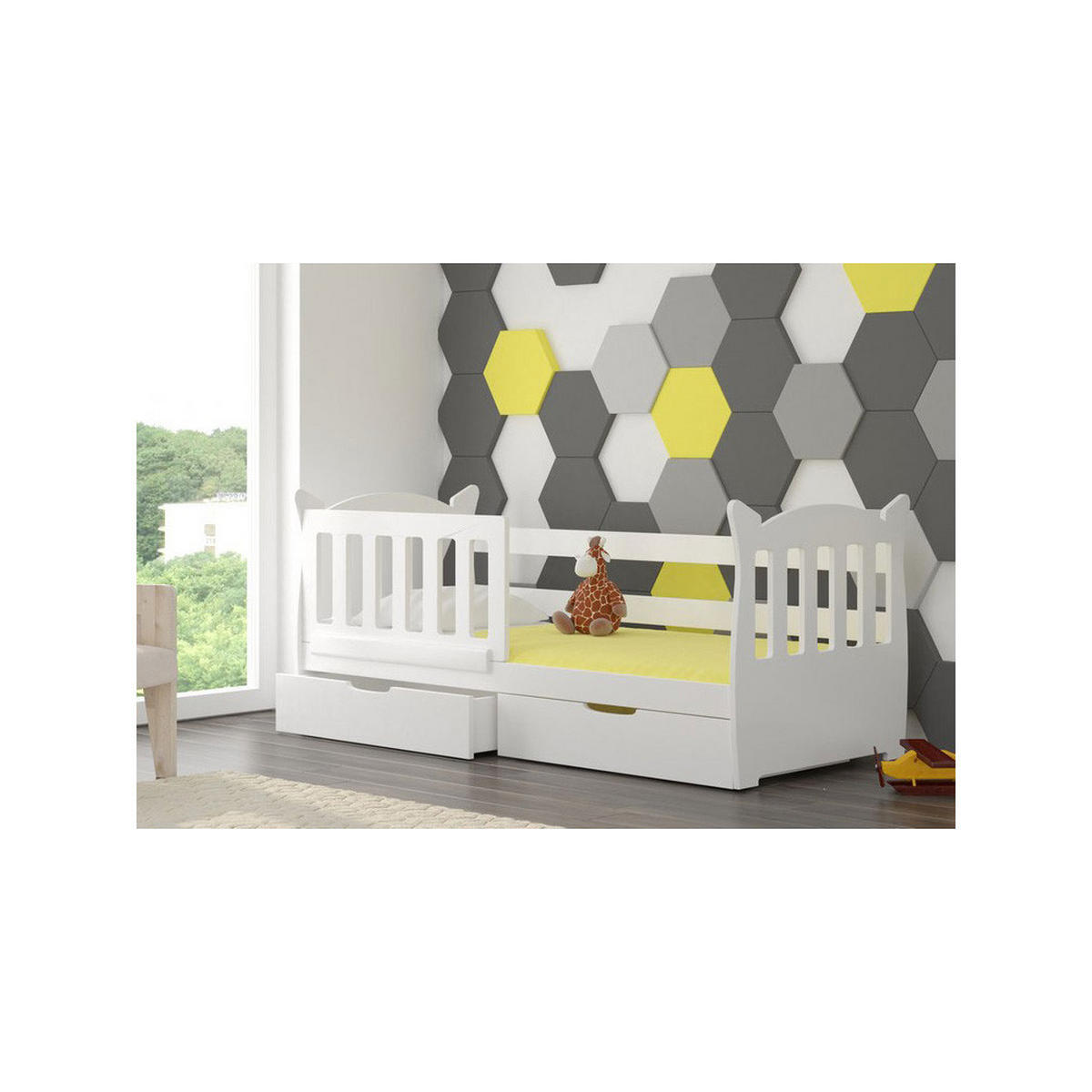 KINDERBETT Lena Kiefer weiß / weiß 91 / 165 / 75cm - Weiß, Holz/Holzwerkstoff (80/160cm) - Feldmann-Wohnen