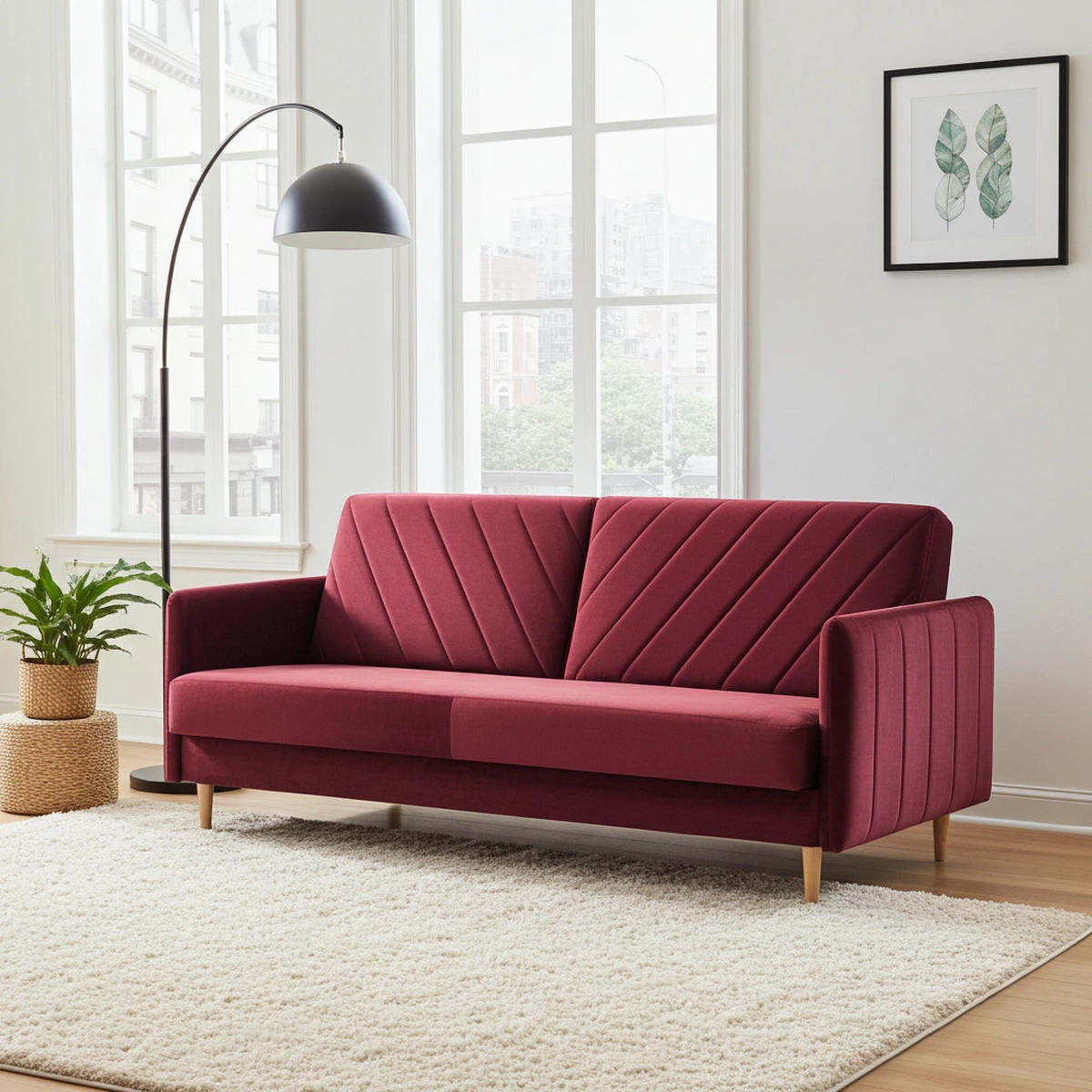 SCHLAFSOFA Vesto Rot Velours - Bettkasten - 207x93 cm - Rot, Holz/Holzwerkstoff (207/93/93cm) - Ravio