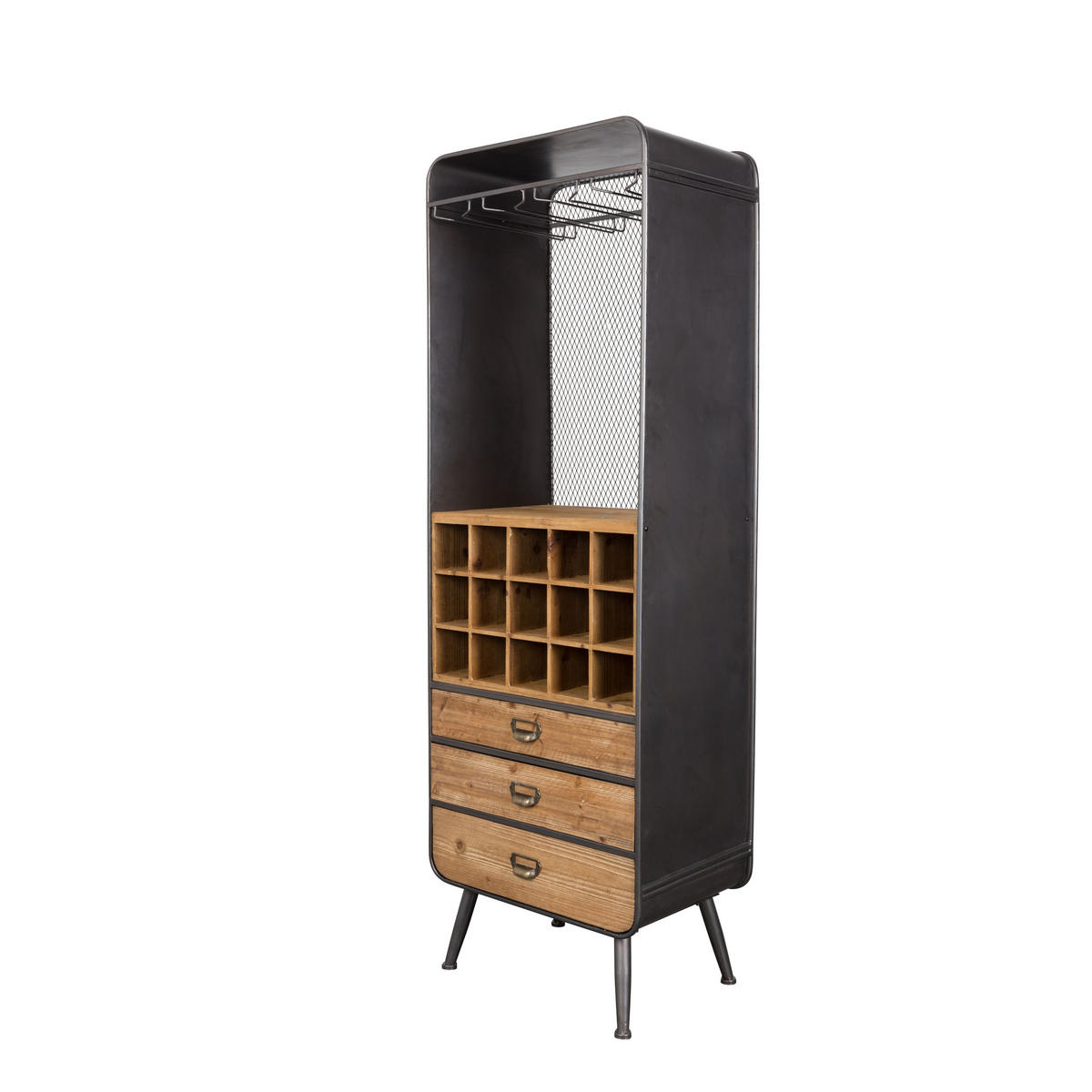 WEINSCHRANK Vino Eisen - Braun, Holz (56/170/38cm) - Dutchbone