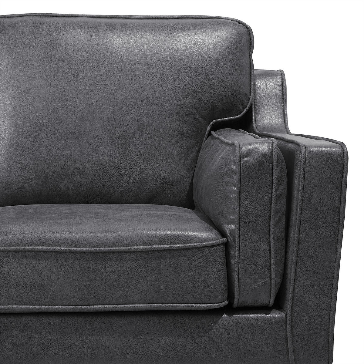 2-SITZER-SOFA Kunstleder Grau Lokka - Dunkelgrau, Textil (150/85/83cm) - Beliani