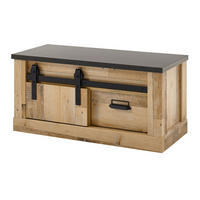 GARDEROBENBANK Used Wood Vintage 93 x 46 cm, Schiebetür und Soft-Close - Anthrazit/Schwarz, Holzwerkstoff/Metall (93/46/43cm) - Furn.Design